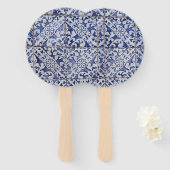 Portugese tegels - Azulejo Blue en White Floral Handwaaier (Voorkant en achterkant)