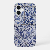 Portugese tegels - Azulejo Blue en White Floral iPhone 16 Hoesje (Achterkant)