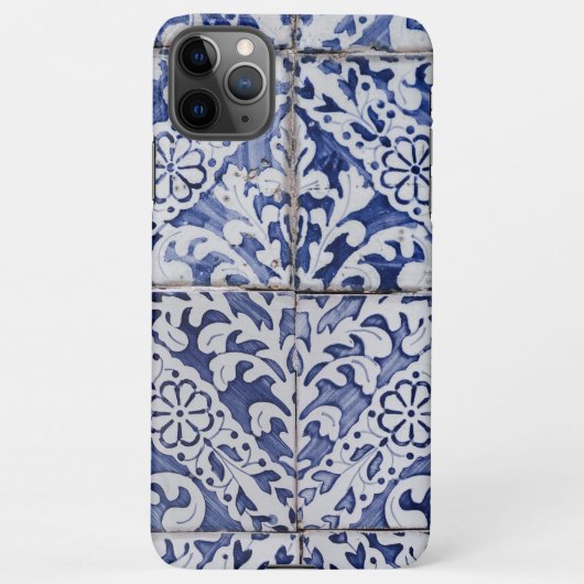 Portugese tegels - Azulejo Blue en White Floral iPhone Hoesje (Achterkant)