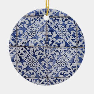 Portugese tegels - Azulejo Blue en White Floral Keramisch Ornament