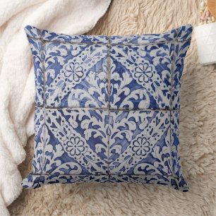 Portugese tegels - Azulejo Blue en White Floral Kussen