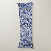 Portugese tegels - Azulejo Blue en White Floral Lichaamskussen (Voorkant Verticaal)