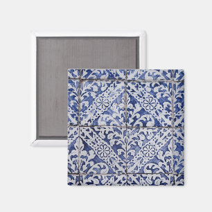 Portugese tegels - Azulejo Blue en White Floral Magneet