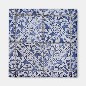 Portugese tegels - Azulejo Blue en White Floral Magneet (Voorkant)
