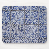Portugese tegels - Azulejo Blue en White Floral Muismat (Voorkant)