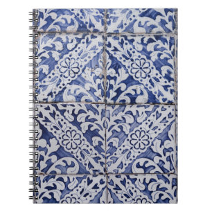 Portugese tegels - Azulejo Blue en White Floral Notitieboek