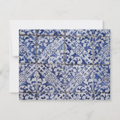 Portugese tegels - Azulejo Blue en White Floral Notitiekaartje (Achterkant)