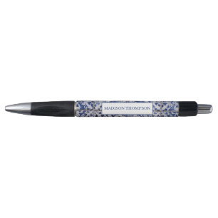 Portugese tegels - Azulejo Blue en White Floral Pen
