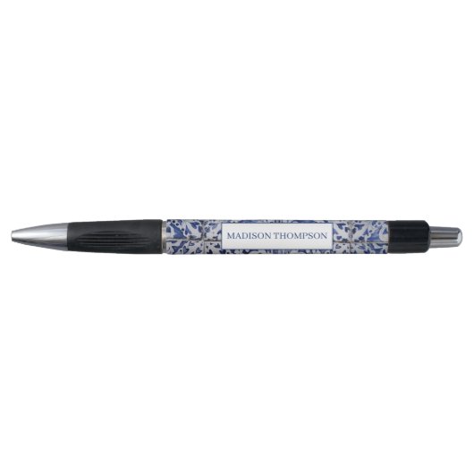 Portugese tegels - Azulejo Blue en White Floral Pen (Voorkant)