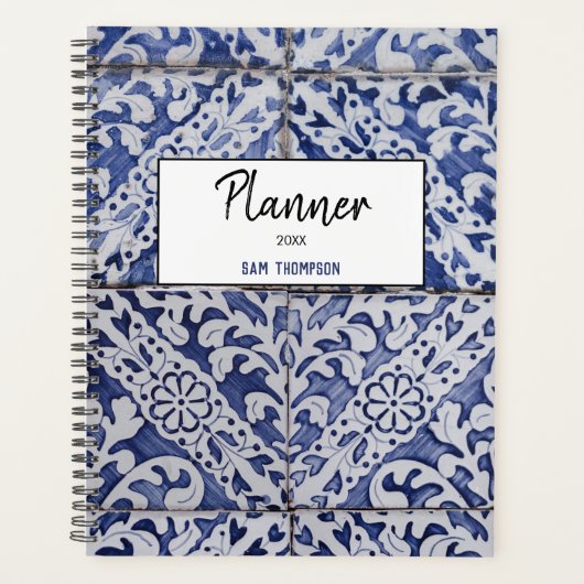 Portugese tegels - Azulejo Blue en White Floral Planner (Voorkant)