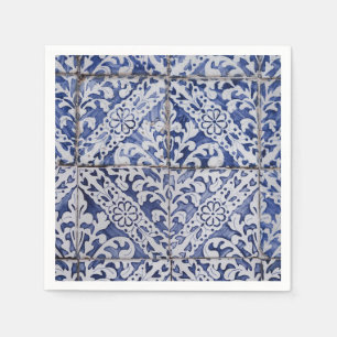 Portugese tegels - Azulejo Blue en White Floral Servet