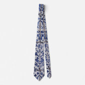 Portugese tegels - Azulejo Blue en White Floral Stropdas (Voorkant)