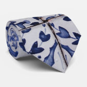 Portugese tegels - Azulejo Blue en White Floral Stropdas (Opgerold)