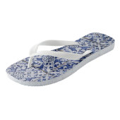 Portugese tegels - Azulejo Blue en White Floral Teenslippers (Schuin)