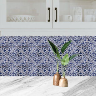 Portugese tegels - Azulejo Blue en White Floral Tegeltje