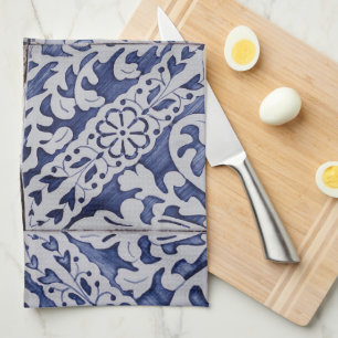 Portugese tegels - Azulejo Blue en White Floral Theedoek