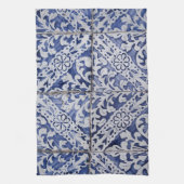 Portugese tegels - Azulejo Blue en White Floral Theedoek (Verticaal)