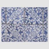 Portugese tegels - Azulejo Blue en White Floral Tissuepapier (Voorkant)