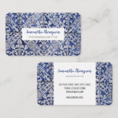 Portugese tegels - Azulejo Blue en White Floral Visitekaartje (Voorkant / Achterkant)