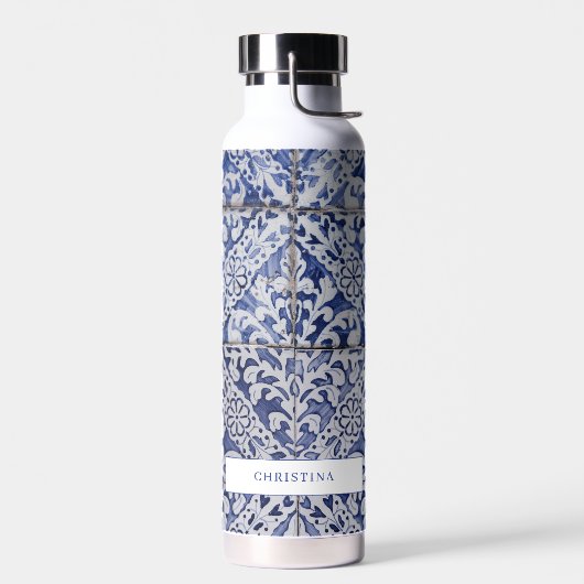 Portugese tegels - Azulejo Blue en White Floral Waterfles (Links)