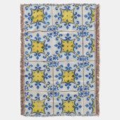 Portugese tegels - Azulejo Blue en Yellow Pattern Deken (Voorkant Verticaal)