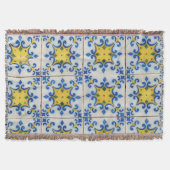 Portugese tegels - Azulejo Blue en Yellow Pattern Deken (Voorkant)