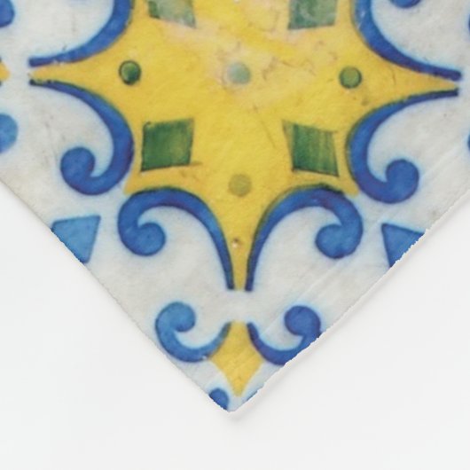 Portugese tegels - Azulejo Blue en Yellow Pattern Fleece Deken (Hoek)
