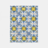 Portugese tegels - Azulejo Blue en Yellow Pattern Fleece Deken (Voorkant)