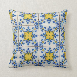 Portugese tegels - Azulejo Blue en Yellow Pattern Kussen
