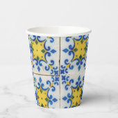 Portugese tegels - Azulejo Blue en Yellow Pattern Papieren Bekers (Links)