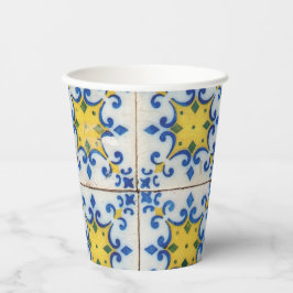 Portugese tegels - Azulejo Blue en Yellow Pattern Papieren Bekers