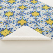 Portugese tegels - Azulejo Blue en Yellow Pattern Sherpa Deken (3/4)