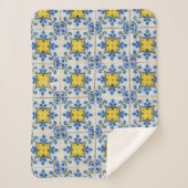 Portugese tegels - Azulejo Blue en Yellow Pattern Sherpa Deken (Voorkant)