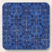 Portugese tegels - Azulejo Blue Floral Leaf Design Bier Onderzetter (Voorkant)