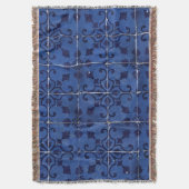 Portugese tegels - Azulejo Blue Floral Leaf Design Deken (Voorkant Verticaal)