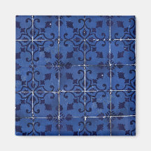 Portugese tegels - Azulejo Blue Floral Leaf Design
