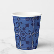 Portugese tegels - Azulejo Blue Floral Leaf Design