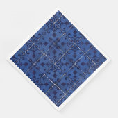Portugese tegels - Azulejo Blue Floral Leaf Design Servet (Hoek)