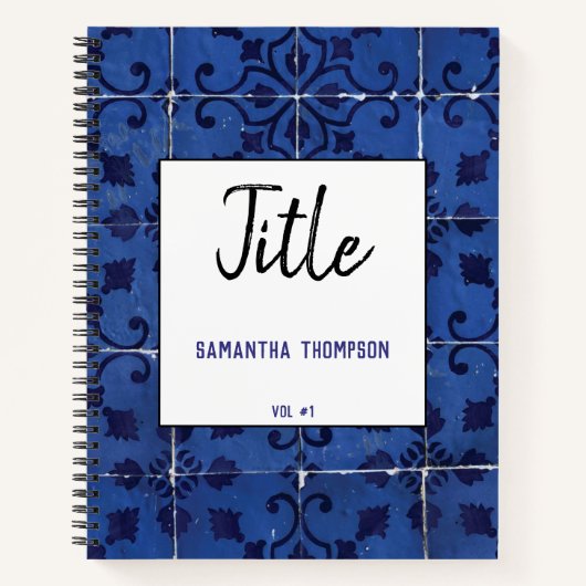 Portugese Tegels Azulejo Blue Floral Leaf Notitieboek (Voorkant)