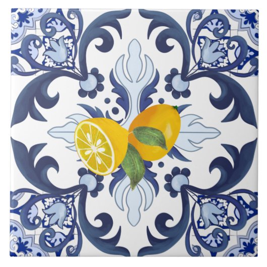 Portugese tegels,azulejo,citroenen,citrusvruchten tegeltje (Voorkant)