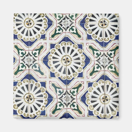 Portugese tegels - Azulejo Colorful Geometric Magneet (Voorkant)