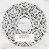 Portugese tegels - Azulejo Colorful Geometric Wijnglaslabel (Achterkant)