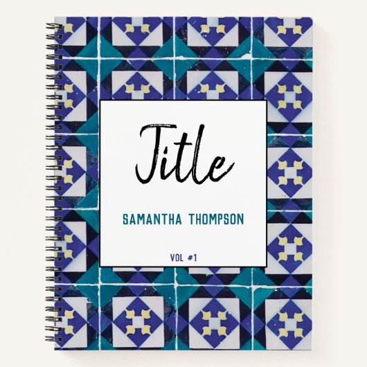 Portugese Tegels Azulejo Diamond Geometric Sketch Notitieboek (Voorkant)