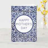 Portugese Tegels - Azulejo Moederdag Holiday Kaart (Gele Bloem)