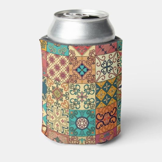 Portugese tegels: Azulejo stijl naadloos patroon. Blikjeskoeler (Blikje Achterkant)