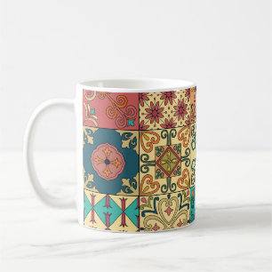 Portugese tegels: Azulejo stijl naadloos patroon. Koffiemok