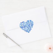 Portugese tegels Blauwe bloemen en bladeren Hart Sticker (Envelop)