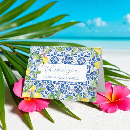 Portugese Tegels Citroenen Bloemige Trouw Dank je  Bedankkaart