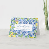 Portugese Tegels Citroenen Bloemige Trouw Dank je  Bedankkaart (Voorkant)
