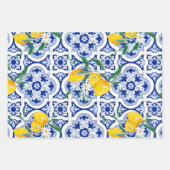 Portugese tegels, citroenen, vruchten, zomerkunst inpakpapier vel (Voorkant 2)